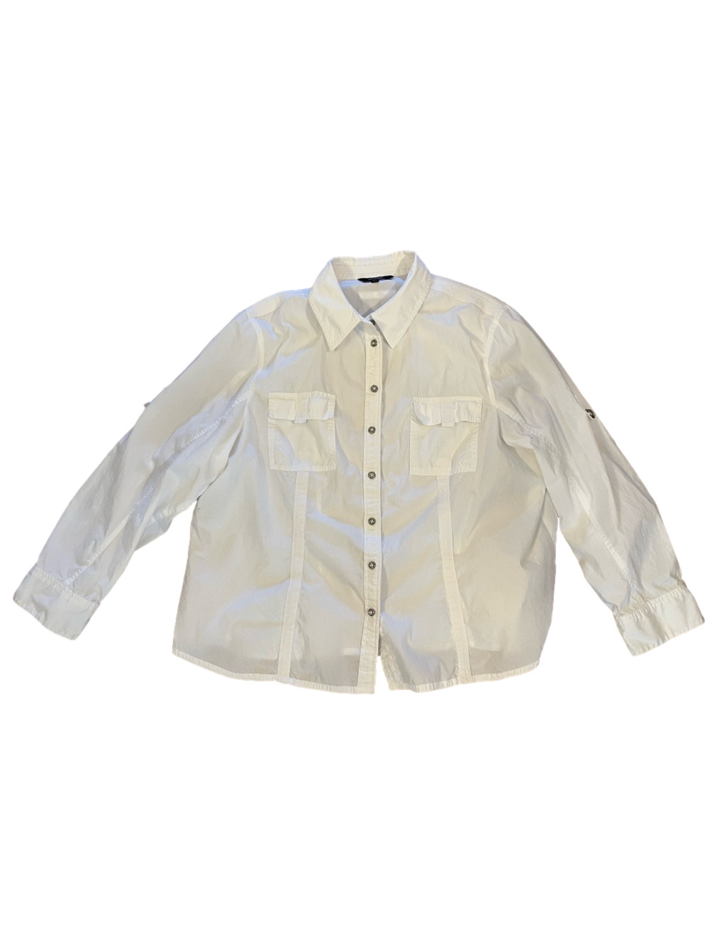 Cotton Ginny White Long Sleeve Guayabera Utility Shirt M Plus